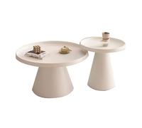 Petite Table de Salon, Table Centrale, Table Basse Ronde, Combinaison Table Basse Salon Moderne Minimaliste Maison(White)