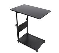 Petite table, moderne et simple pour chambre à coucher, table à thé, avec roulettes, table de chevet mobile, mini table, table d'appoint petite hauteur réglable (55 ~ 80 cm) (noir)