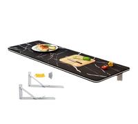 Petite table murale pliable en bois noir pour salle à manger et travail - Gain de place - 50 x 50 cm