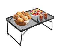 Petite Table Pliable - Table de Cuisson avec Plateau Ajouré - Bureau Métal Portable 60x40 cm pour Maison Extérieur Voyage Jardin Camping Pique-Nique BBQ