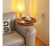 Petite table pliante murale ronde | Table pliante murale flottante avec rotation à 180° et design rétractable | Bureau pliable peu encombrant pour chambre à coucher, salon, balcon (marron)