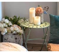 Petite Table Ronde de Patio, Tables d'appoint Pliantes d'extérieur, Table Basse en métal pour Salon, Balcon, Jardin, Support pour Plantes d'intérieur et d'extérieur