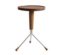 Petite table ronde moderne pour petits espaces, table d'appoint en bois avec pieds en métal, table d'appoint pour table basse pour salon, entrée, chambre simple (marron foncé)