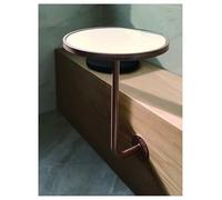 Petite Table Ronde Murale d'extérieur, Table d'appoint Ronde en métal avec Plateau en Pierre, Tables d'appoint for café, Restaurant, Bar, pâtisseries(Milk,Dia 40cm/15.7in)