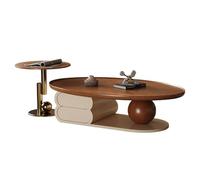 Petite Table Table Basse Moderne Minimaliste en Bois Massif for Salon, Finition Noyer Nordique, Style rétro, mobilier de Maison Luxe, Design Simple Table d’appoint(110cm)