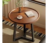 Petite Table, Table Basse Ronde Bois avec PIÈTEMENT Triangulaire, Pieds en Acier AU Carbone, Grande CAPACITÉ DE Charge