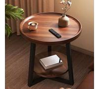 Petite Table, Table Basse Ronde Bois avec PIÈTEMENT Triangulaire, Pieds en Acier AU Carbone, Grande CAPACITÉ DE Charge