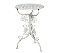 Petite Table Vintage Flora | Blanc Antique, 53 cm, Fer | Table de Jardin, Table Basse