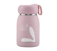 Petite tasse à vide, Thermoflask en acier inoxydable Bouteilles de sport isolées à motif de lapin mignon pour adultes ou enfants, 320 ml(rose)