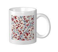 Petite tasse en céramique victorienne avec fleurs sauvages rouges, élégante tasse à café, tasse à eau pour la maison et le bureau, 325 ml