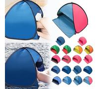 Petite tente de plage pop-up automatique, protection UV et résistance aux intempéries, avec poche zippée, pare-soleil d'été pour bébés, adultes, enfants et animaux domestiques (orange et jaune)