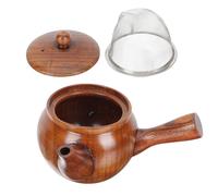 Petite Théière avec Filtre en Acier Inoxydable, Poignée Ergonomique | Bois et Acier Inoxydable, Design Décoratif Délicat, Usage Domestique, Service de Thé en Intérieur
