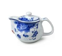 Petite théière de 255 g en porcelaine bleue et blanche avec infuseur en acier inoxydable Motif floral chinois classique (pivoine)