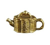Petite Théière Décorative en Laiton, Style Ancien, Ornement de Bureau | Décoration Maison et Bureau, Motif Unique, Légère et Facile à Déplacer, Couleur Or