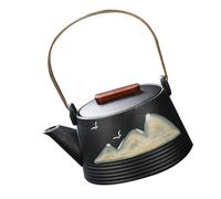 Petite Théière en Céramique Noire Peinte à Main, Poignée | Usage à Domicile et Salon de Thé Professionnel, Poignée Froide, Chauffe, Format Compact, Style Unique