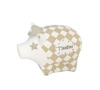 Petite tirelire cochon damier modèle 1 BEIGE G