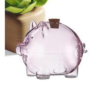 Petite tirelire en verre doré en forme de porc avec verre transparent | Récipient commémoratif pour coiffeuse, bibliothèque, bureau, décoration d'intérieur mignonne
