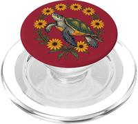 Petite Tortue et Fleurs Susan aux Yeux Noirs PopSockets PopGrip pour MagSafe