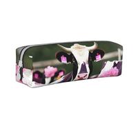 Petite trousse à crayons en cuir avec fermeture éclair, motif drapeau canadien, trousse à crayons tridimensionnelle avec grande capacité, durable, pratique, portable, Vaches et bœufs., Taille unique