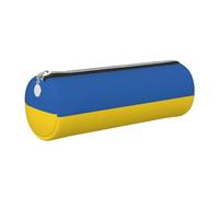 Petite trousse à crayons en cuir PU avec motif drapeau de l'Ukraine - Petite trousse à crayons - Design fin - Fermeture éclair