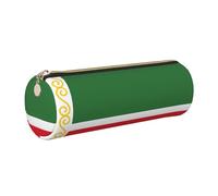 Petite trousse à crayons en cuir synthétique avec motif drapeau de la République tchétchène - Fermeture éclair