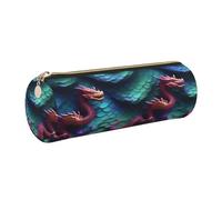 Petite trousse à crayons en cuir synthétique avec motif écailles de dragon magique 3D, petite trousse à crayons, design fin avec fermeture éclair