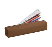 Petite trousse compacte en cuir synthétique avec fermeture éclair, stylos