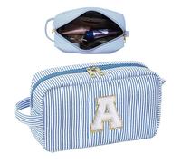 Petite trousse de maquillage à rayures - Trousse de maquillage avec fermeture éclair - Jolie valise de maquillage - Organisateur de rangement pour sacs à main et porte-monnaie pour filles et amis