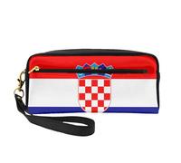 Petite trousse de maquillage avec drapeau de la République de Croatie. Élégante trousse de maquillage portable imprimée double face, sac de rangement multifonction pour femme