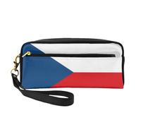 Petite trousse de maquillage avec drapeau de la République tchèque, trousse à crayons double face, pochette en cuir synthétique