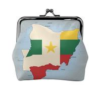 Petite trousse de maquillage avec drapeau du Sénégal avec étoile jaune pour sac à main, sac de rangement pour cartes bancaires, sac de rangement rétro compact multifonctionnel, noir, One Size, Art