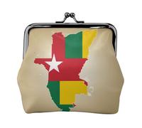 Petite trousse de maquillage avec drapeau du Togo avec une étoile blanche pour sac à main, sac de rangement pour cartes bancaires, sac de rangement rétro compact multifonctionnel, noir, One Size, Art