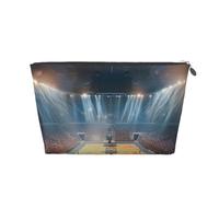 Petite trousse de maquillage avec imprimé basket-ball, petite trousse de toilette portable avec fermeture éclair dorée pour femmes et filles, Argenté., One Size, Classique