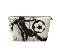Petite trousse de maquillage avec imprimé « I Love Soccer », petite trousse de toilette portable avec fermeture éclair dorée pour femmes et filles, doré, One Size, Classique