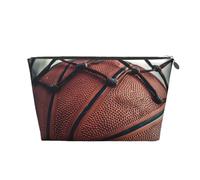 Petite trousse de maquillage avec imprimé sport de basket-ball, trousse de toilette portable avec fermeture éclair dorée pour femmes et filles, Argenté., One Size, Classique