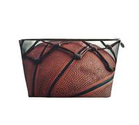 Petite trousse de maquillage avec imprimé sport de basket-ball, trousse de toilette portable avec fermeture éclair dorée pour femmes et filles, doré, One Size, Classique