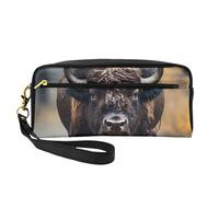 Petite trousse de maquillage Bison d'Amérique du Nord. Élégante trousse de maquillage portable imprimée double face, sac de rangement multifonction pour femme