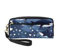 Petite trousse de maquillage bleue Killer Whale. Élégante trousse de maquillage portable imprimée double face, sac de rangement multifonction pour femme