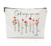 Petite trousse de maquillage chrétienne bible, avec inscription « God Says You Are », trousse de toilette pour encouragement de voyage, trousse de toilette pour femme et fille
