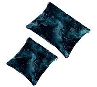 Petite trousse de maquillage de voyage à fermeture automatique, sans fermeture éclair, pour femmes et filles, ciel nocturne mystique avec motif constellations, multicolore, 7.1x5.8 inch/4.7x4.5 inch
