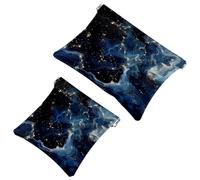 Petite trousse de maquillage de voyage à fermeture automatique, sans fermeture éclair, pour femmes et filles, constellations de galaxie, multicolore, 7.1x5.8 inch/4.7x4.5 inch