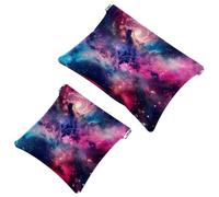 Petite trousse de maquillage de voyage à fermeture automatique, sans fermeture éclair, pour femmes et filles, esthétique, nébuleuse spatiale étoilée, Multicolore 01, 7.1x5.8 inch/4.7x4.5 inch