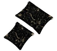 Petite trousse de maquillage de voyage à fermeture automatique, sans fermeture éclair, pour femmes et filles, motif constellations du ciel nocturne mystique sans couture, multicolore, 7.1x5.8