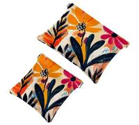 Petite trousse de maquillage de voyage à fermeture automatique, sans fermeture éclair, pour femmes et filles, libellule artistique décorée d'orchidées exotiques, multicolore 04, 7.1x5.8 inch/4.7x4.5