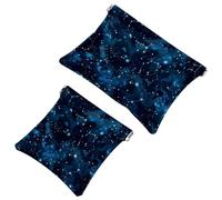 Petite trousse de maquillage de voyage à fermeture automatique, sans fermeture éclair, pour femmes et filles, ciel nocturne mystique avec constellations, multicolore, 7.1x5.8 inch/4.7x4.5 inch