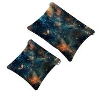 Petite trousse de maquillage de voyage à fermeture automatique, sans fermeture éclair, pour femmes et filles, nébuleuse à paillettes, galaxie spatiale, multicolore 05, 7.1x5.8 inch/4.7x4.5 inch
