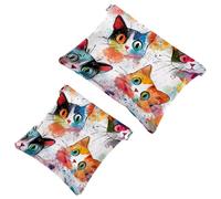 Petite trousse de maquillage de voyage à fermeture automatique, sans fermeture éclair, pour femmes et filles, libellule artistique décorée d'orchidées exotiques, multicolore 03, 7.1x5.8 inch/4.7x4.5