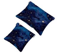 Petite trousse de maquillage de voyage à fermeture automatique, sans fermeture éclair, pour femmes et filles, nébuleuse à paillettes, galaxie spatiale, multicolore 06, 7.1x5.8 inch/4.7x4.5 inch