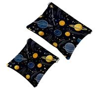 Petite trousse de maquillage de voyage à fermeture automatique, sans fermeture éclair, pour femmes et filles, ciel nocturne, planètes, comètes, étoiles, constellations, multicolore, 7.1x5.8