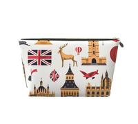 Petite trousse de maquillage de voyage avec imprimé symboles de l'Angleterre, trousse de toilette portable avec fermeture éclair dorée pour femmes et filles, doré, One Size, Classique